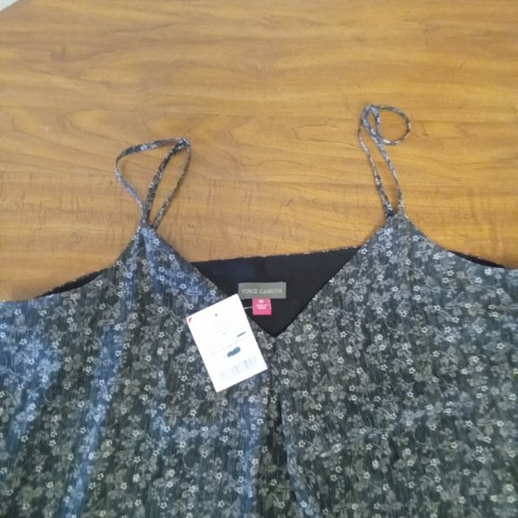 Vince Camuto Dress Womens Medium Black/Grey Strappy Lined V-Neck Chiffon Ladies - Picture 4 of 4